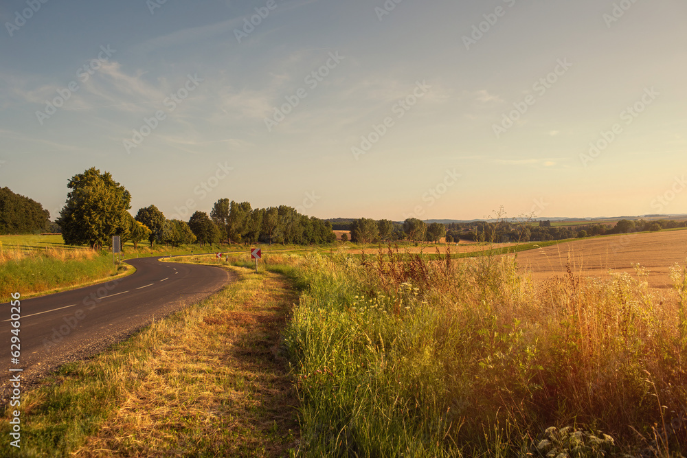 Country road on a sunny day.High quality photo.