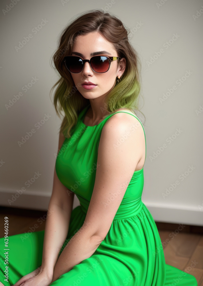 Fashion portrait of a woman sitting on the floor. studio shot Fashion portrait of a woman sitting on the floor. studio shot
