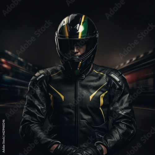 motorcycle racer in a helmet, Generative AI 