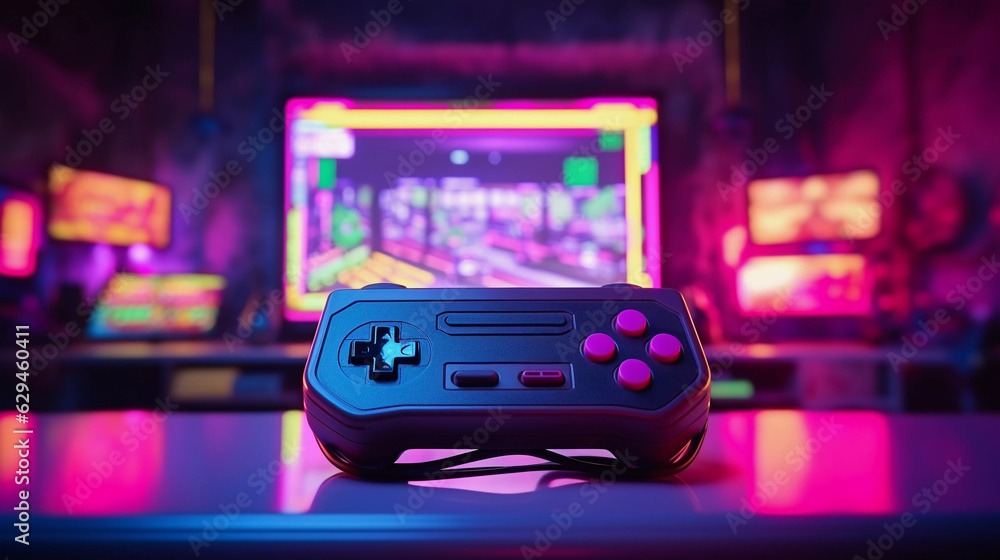 Retro Wave Gamepad Cyberpunk Style Retro Wave Gamepad Cyberpunk Style