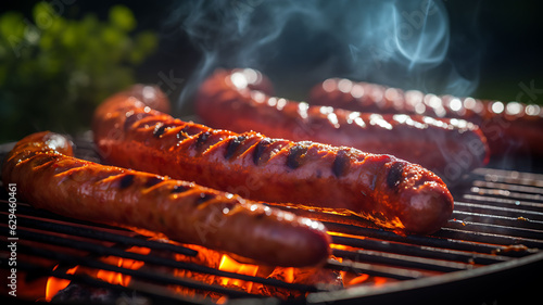 sausage, merguez on a barbecue grill, sausage on a bbq, summer party, roasted meat, chicken, pork, lamb, spicy meat, flames, traditional barbecue, american food, grilled meat, grill