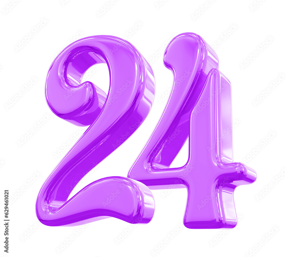 24 Purple Number 3d