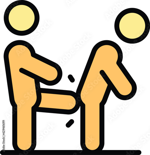 Kid bully icon outline vector. School violence. Abuse children color flat
