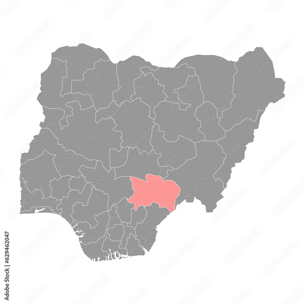 Benue state map, administrative division of the country of Nigeria. Vector illustration.
