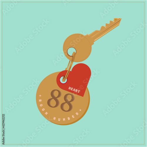 Round keychain with red hearts