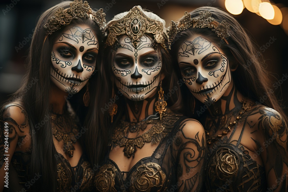 people with makeup in halloween party carnival people with makeup in halloween party carnival