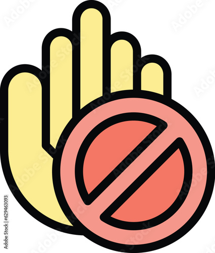 Stop school abuse icon outline vector. Child bully. Student upset color flat