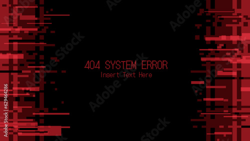 Red Glitched Signal Noise Frame In Black Background, Dark Technology