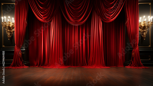 Red curtains. generative Ai