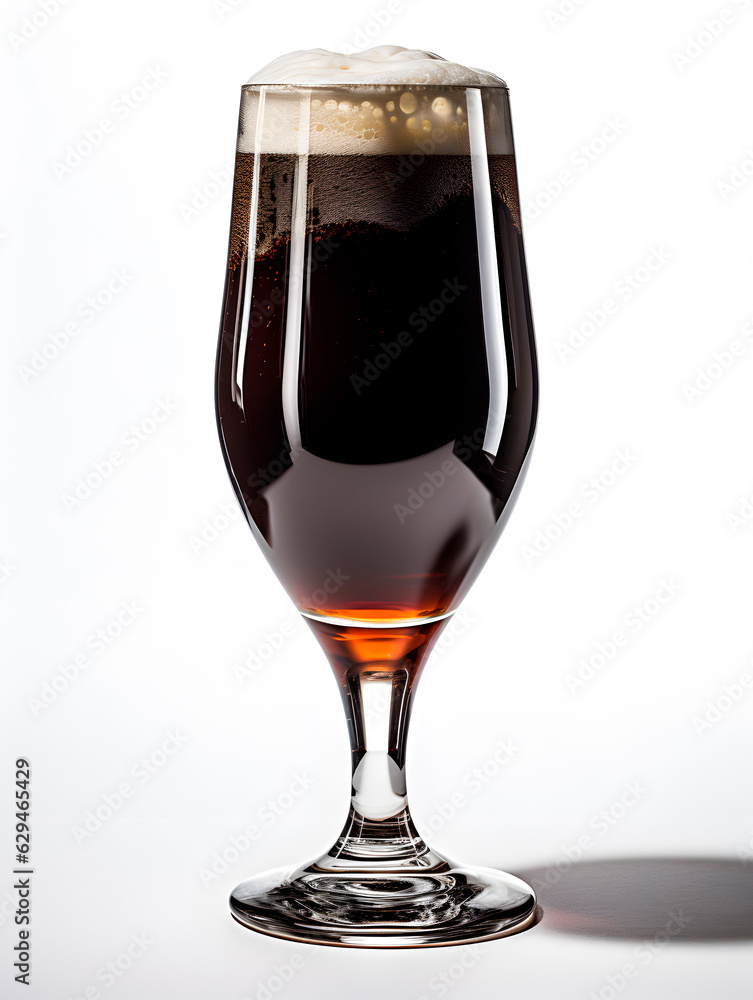 Filled beer glasses decorated with decorations isolated on white background Filled beer glasses decorated with decorations isolated on white background