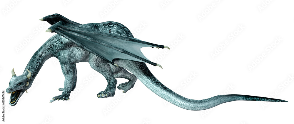 Fototapeta premium 3D Rendering Fairy Tale Dragon on White