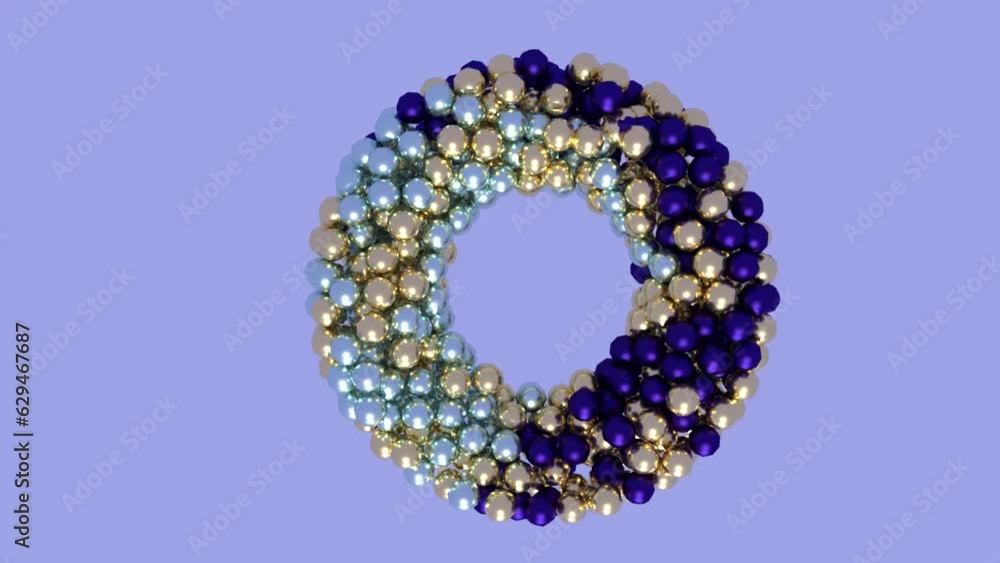 3D animation of beads. The bagel is filled with beads. 3D animation of beads. The bagel is filled with beads.