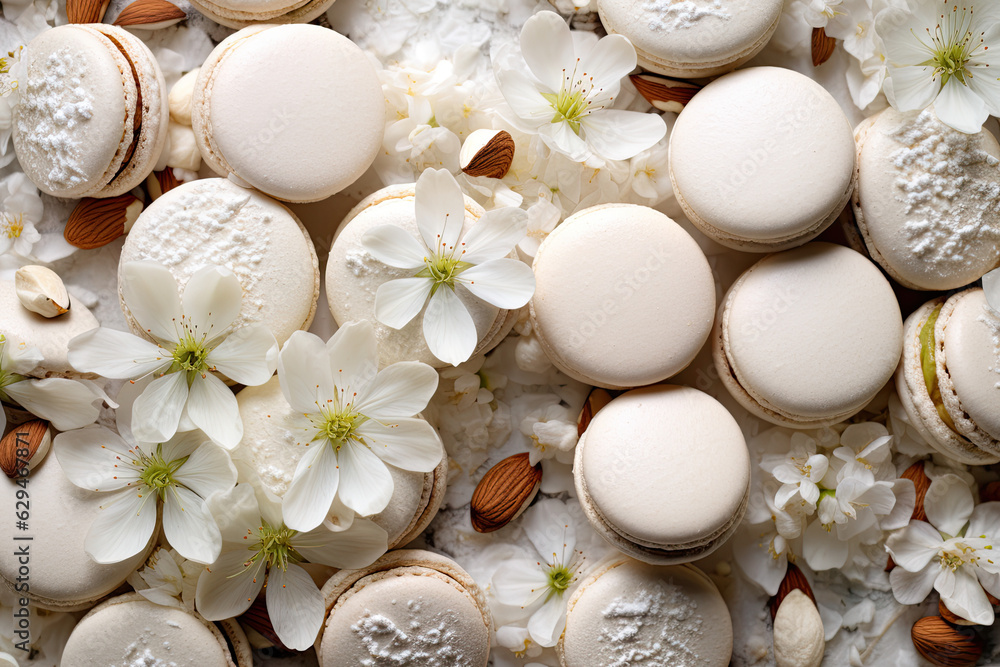 White macaroons with almonds White macaroons with almonds