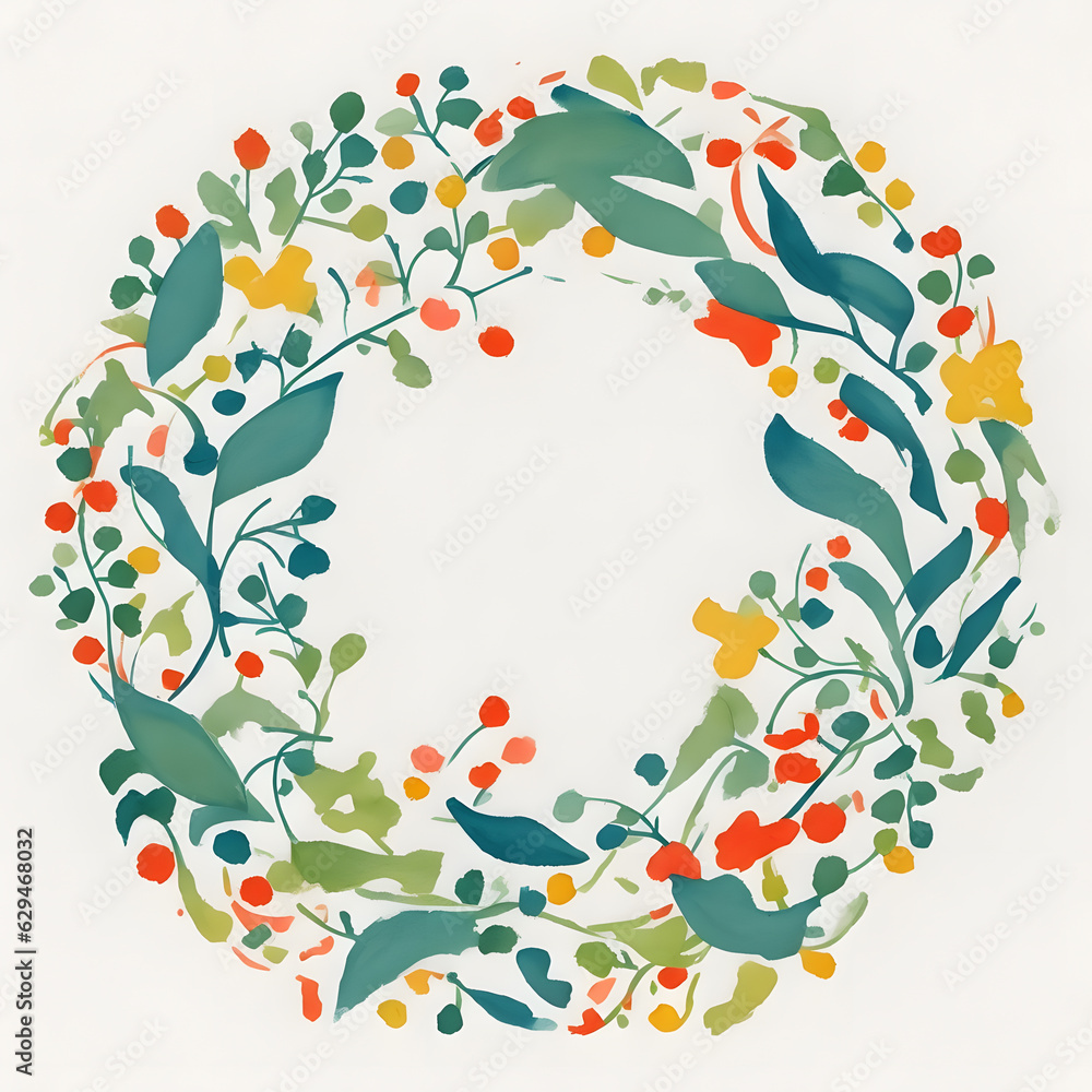 Pink and Green Floral Wreath wedding flower Illustration Pink and Green Floral Wreath wedding flower Illustration