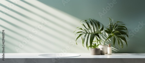 Tropical Oasis  Rendering of a Bathroom with Lush Tropical Plants on a White Wall  Generative AI