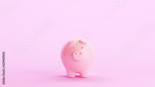 Pink piggybank piggy bank savings finance banking business symbol kitsch background front view 3d illustration render digital rendering