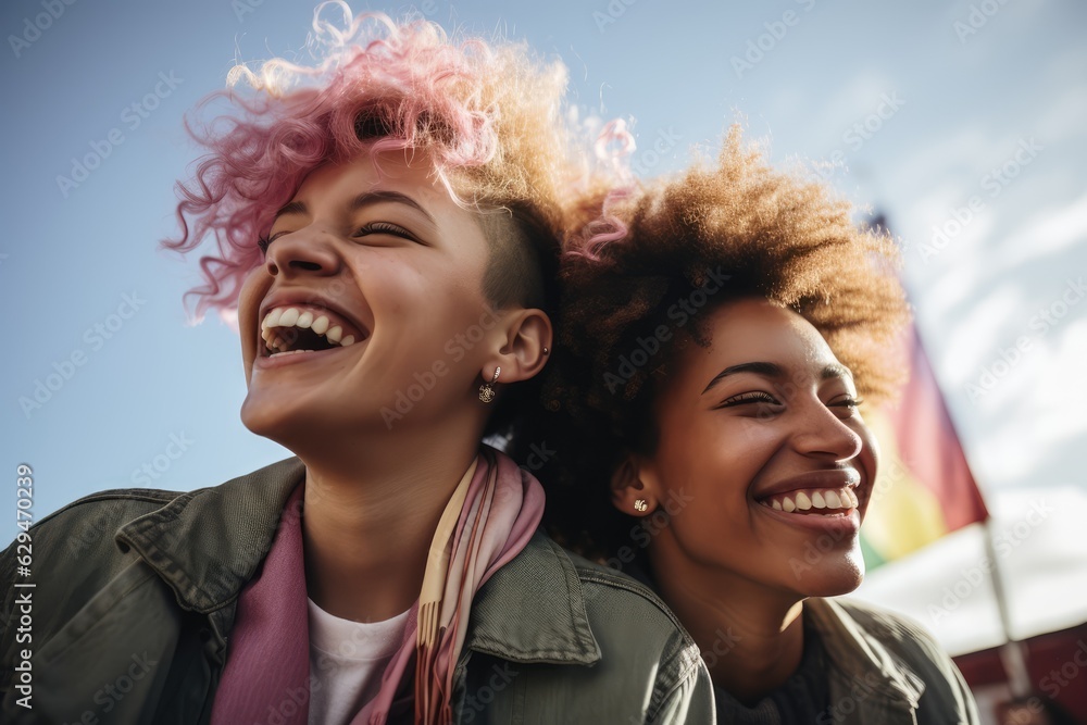 queer teenagers laughing - AI Generated queer teenagers laughing - AI Generated