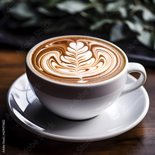 Cafe latte art is a beautiful espresso-based drink with smoothly steamed milk, finished with intricate patterns or designs on the frothy top.