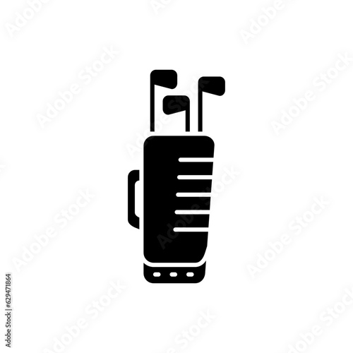 Golf bag with clubs in in black fill icon vector illustration. Editable and stylish graphics resources for many purposes.
