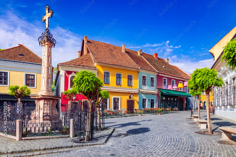 Szentendre, Hungary. Fo Ter of historical city, Danube riverbank, Budapest.