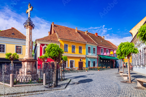 Obraz na płótnie Szentendre, Hungary. Fo Ter of historical city, Danube riverbank, Budapest. w salonie