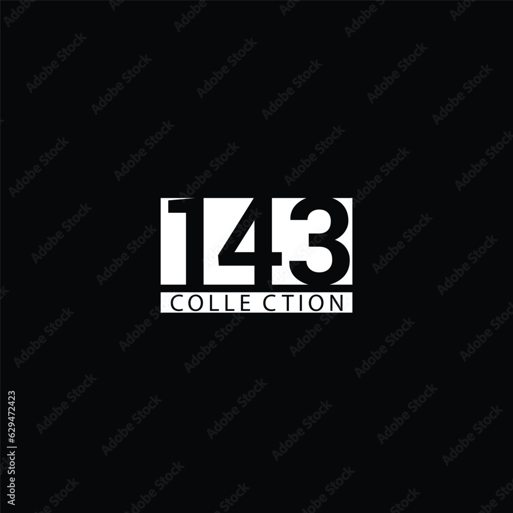 Minimal Awesome Trendy Letter 1 4 3 Logo Design Template On Black Background Minimal Awesome Trendy Letter 1 4 3 Logo Design Template On Black Background