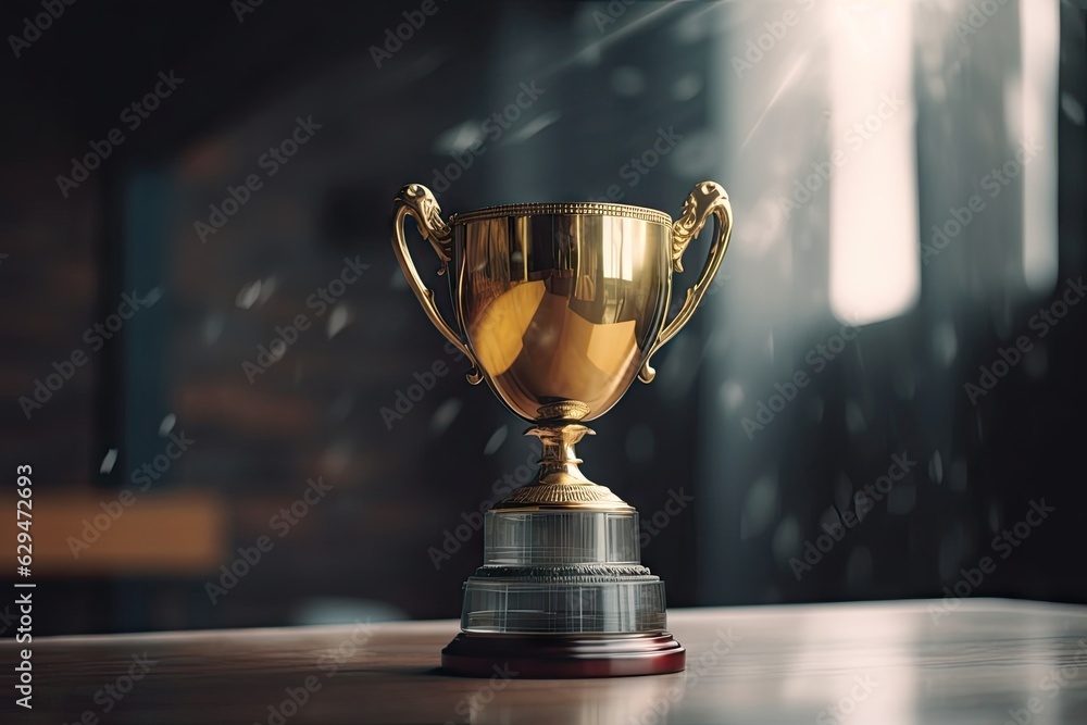Golden Trophy with Copy Space for Text. Commercial Photography Golden Trophy with Copy Space for Text. Commercial Photography