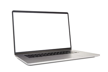 Modern laptop with transparent screen isolated on transparent background. Template mock up
