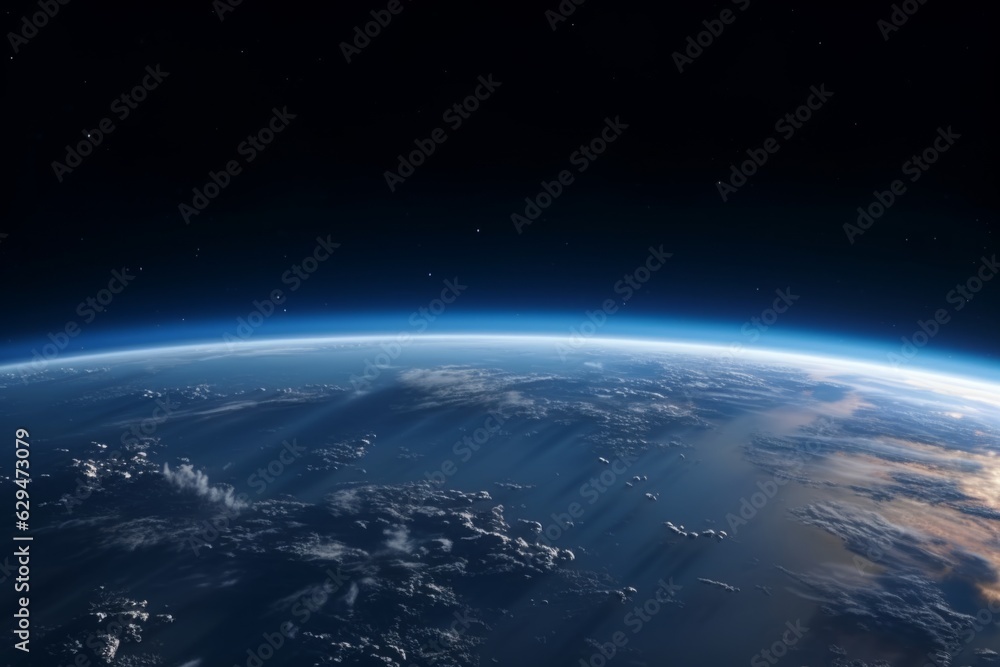 Planet Earth telescopic astronomical shot from space NASA oceanic cloudy continental atmosphere layer International Space Station orbit open dark space, humanity home