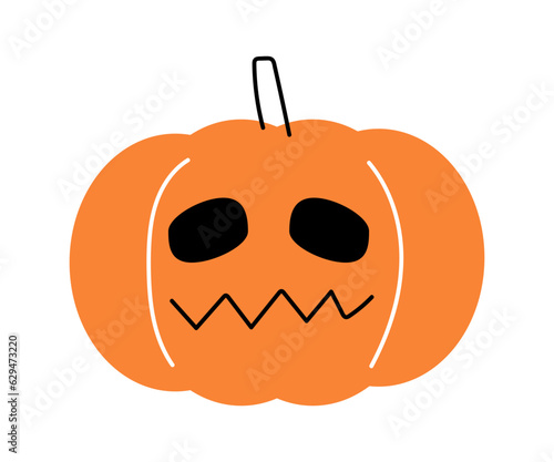 Halloween pumpkin . Jack o'lantern . Flat design . Isolated white background . Vector .