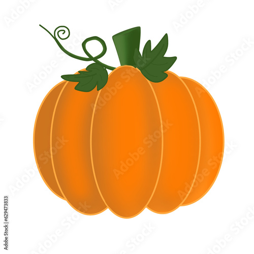 Pumpkin with leaves,Pumpkin,Halloween,cute,icon ,vector, illustration,hand drawn