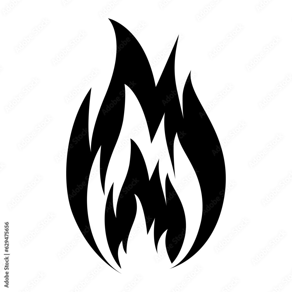 Fire black icon. Vector illustration flat design. Isolated on white background. Fire black icon. Vector illustration flat design. Isolated on white background.