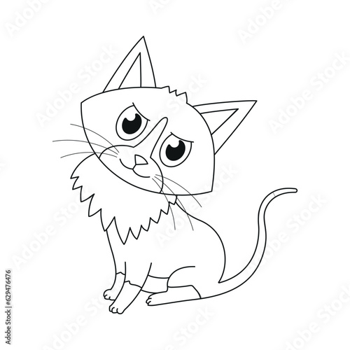 Cat. Domestic animal. Outline illustration