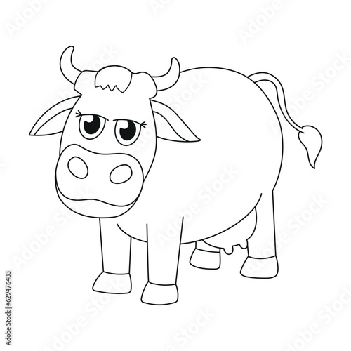 Cow. Farm animal. Outline illustration