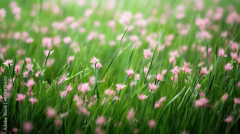 Obraz premium pink flowers in the grass