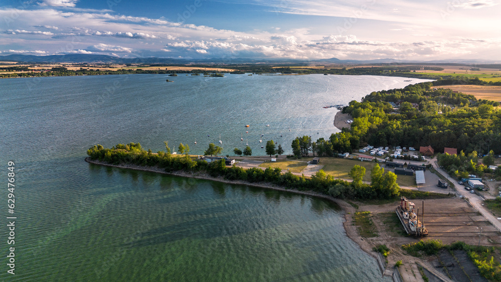 Mietkowski Lagoon at sunset, Lower Silesian Voivodeship. Mietkowski Lagoon at sunset, Lower Silesian Voivodeship.