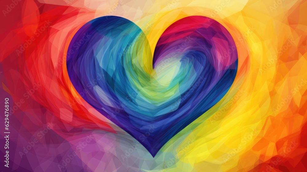 a heart made of rainbow colors painted with watercolors a heart made of rainbow colors painted with watercolors