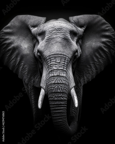 Beautiful black and white portrait of an African elephant © TimeaPeter