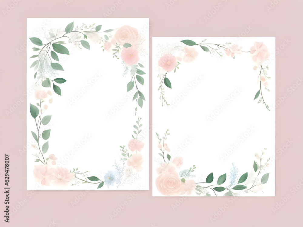 flower wreath wedding invitation card template 