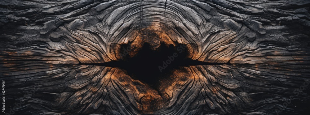 rough wood texture & abstract portrait of a black wood tree trunk - obrazy, fototapety, plakaty 