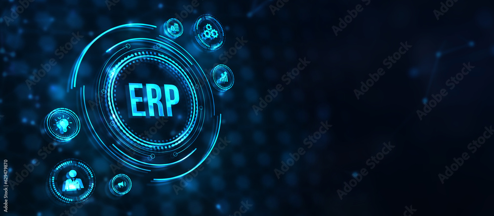 Internet, business, Technology and network concept. Enterprise resource planning ERP concept. 3d illustration Internet, business, Technology and network concept. Enterprise resource planning ERP concept. 3d illustration