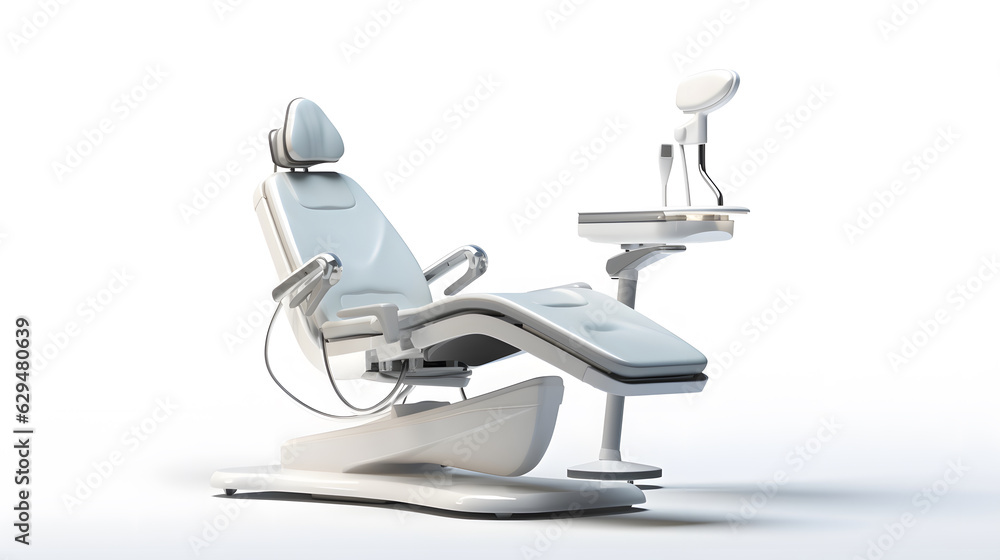 Modern Dental chairs in White on Blank White Background - Generative AI Modern Dental chairs in White on Blank White Background - Generative AI