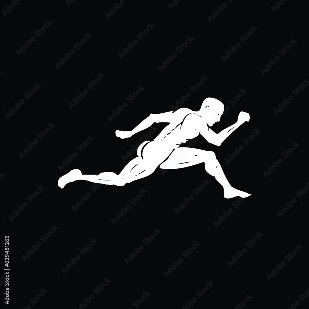 Abstract Running Man Delivery Sport Fitness Logo design vector template, geometric ribbon style.