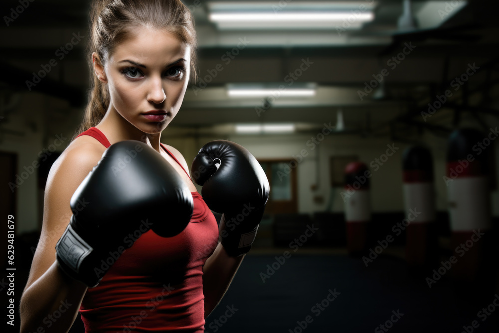 girl training in gym with boxing gloves