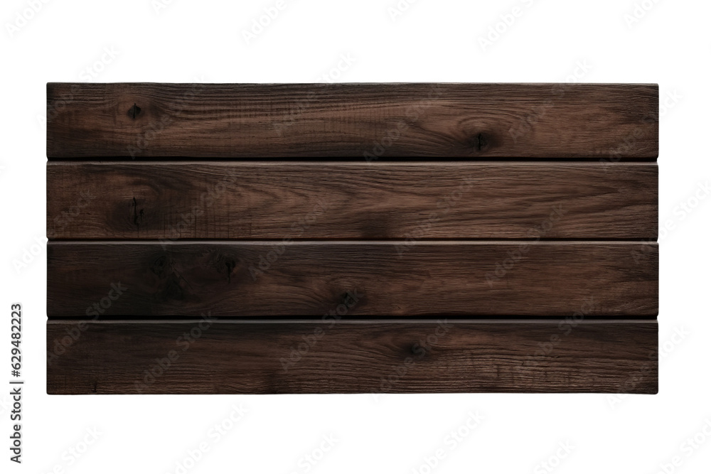 Dark wood planks isolated on transparent background , generative ai