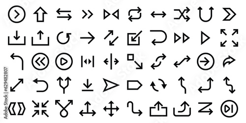 Arrow (outline) icons set. The collection includes business and development, programming, web design, app design, and more.