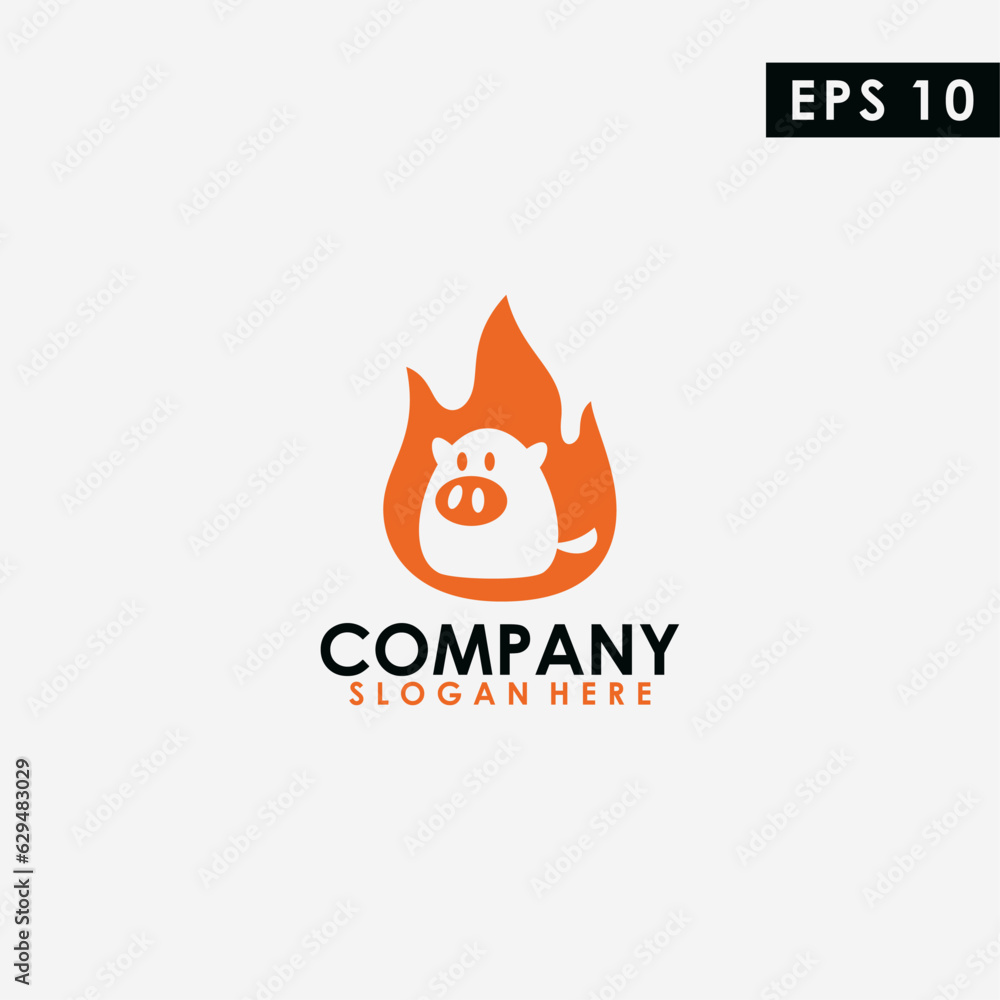 Fire Of Pig Logo Design. Pig Logo Template. Modern Design. Flat Logo. Vector Illustration Fire Of Pig Logo Design. Pig Logo Template. Modern Design. Flat Logo. Vector Illustration