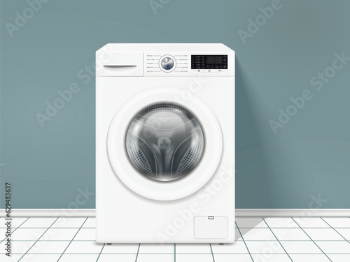 Empty washer machine in laundry room