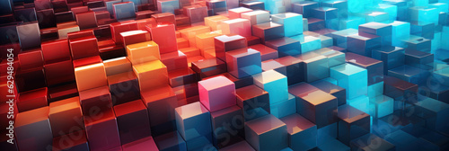 Banner. Abstract background, multicolored smooth cubes. Background for the site, advertising. AI generative © Iaroslav