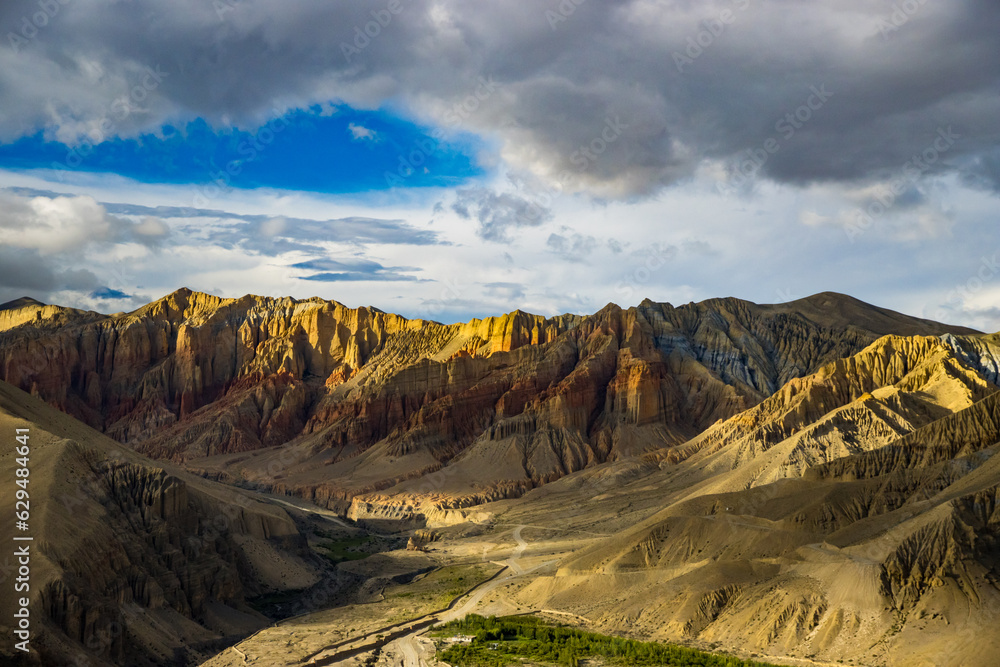 Beautiful Sunset in the Desert of Tibetan Influenced Upper Mustang in the HImalayas of Nepal